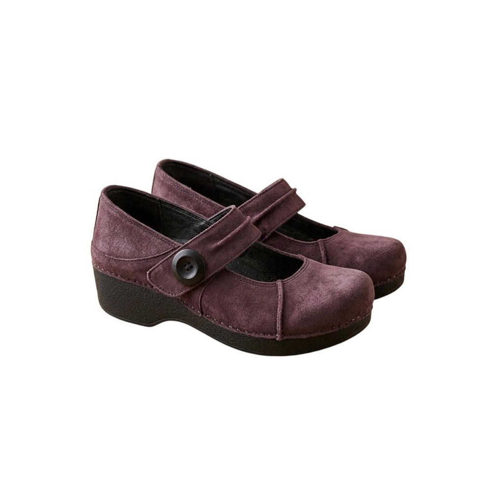 Dansko Plum Purple Suede Mary Jane Clogs Shoes Womens 40 / 10 UZ